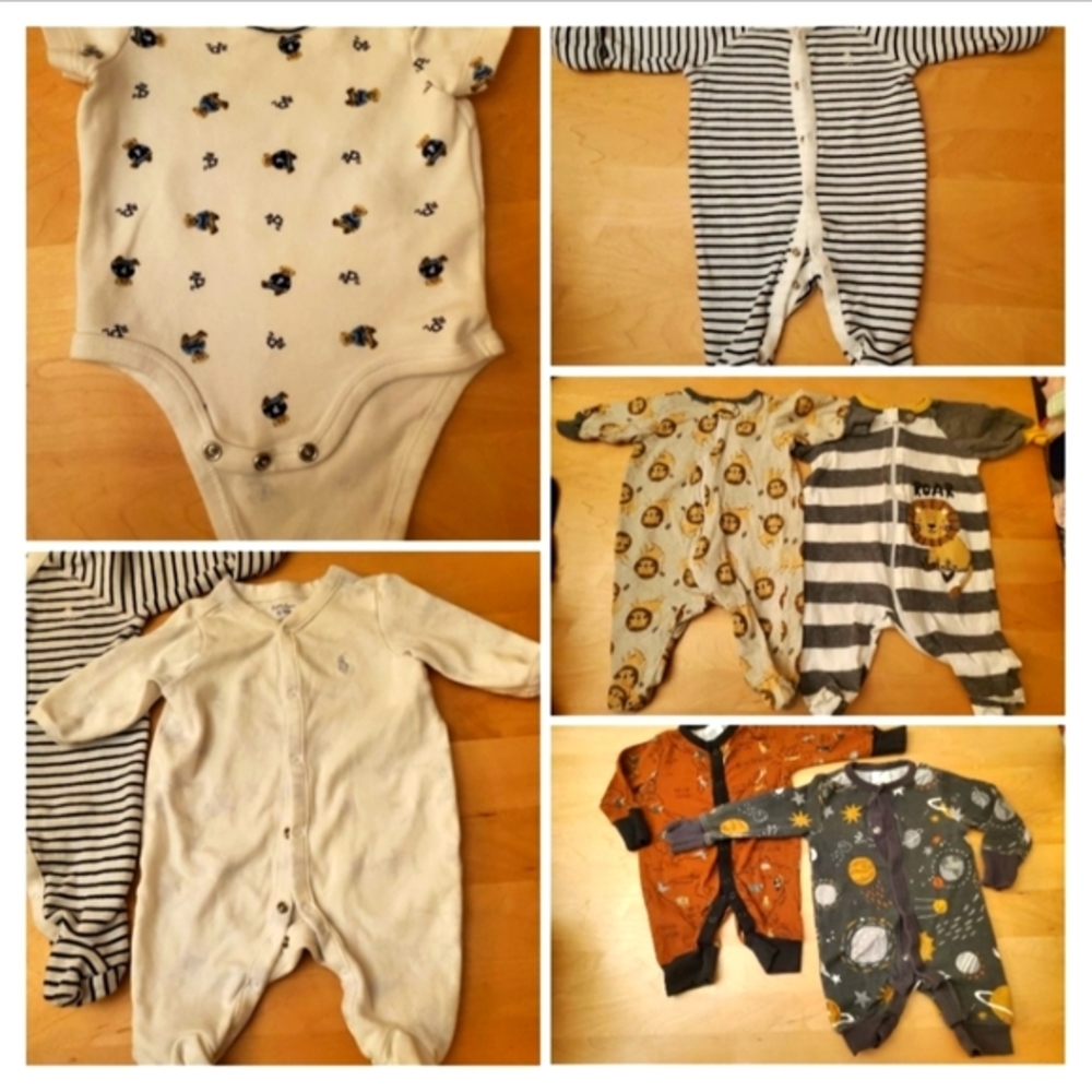 Newborn Baby Boy Pajama/sleeper and onesie lot of 3-Ralph Lauren